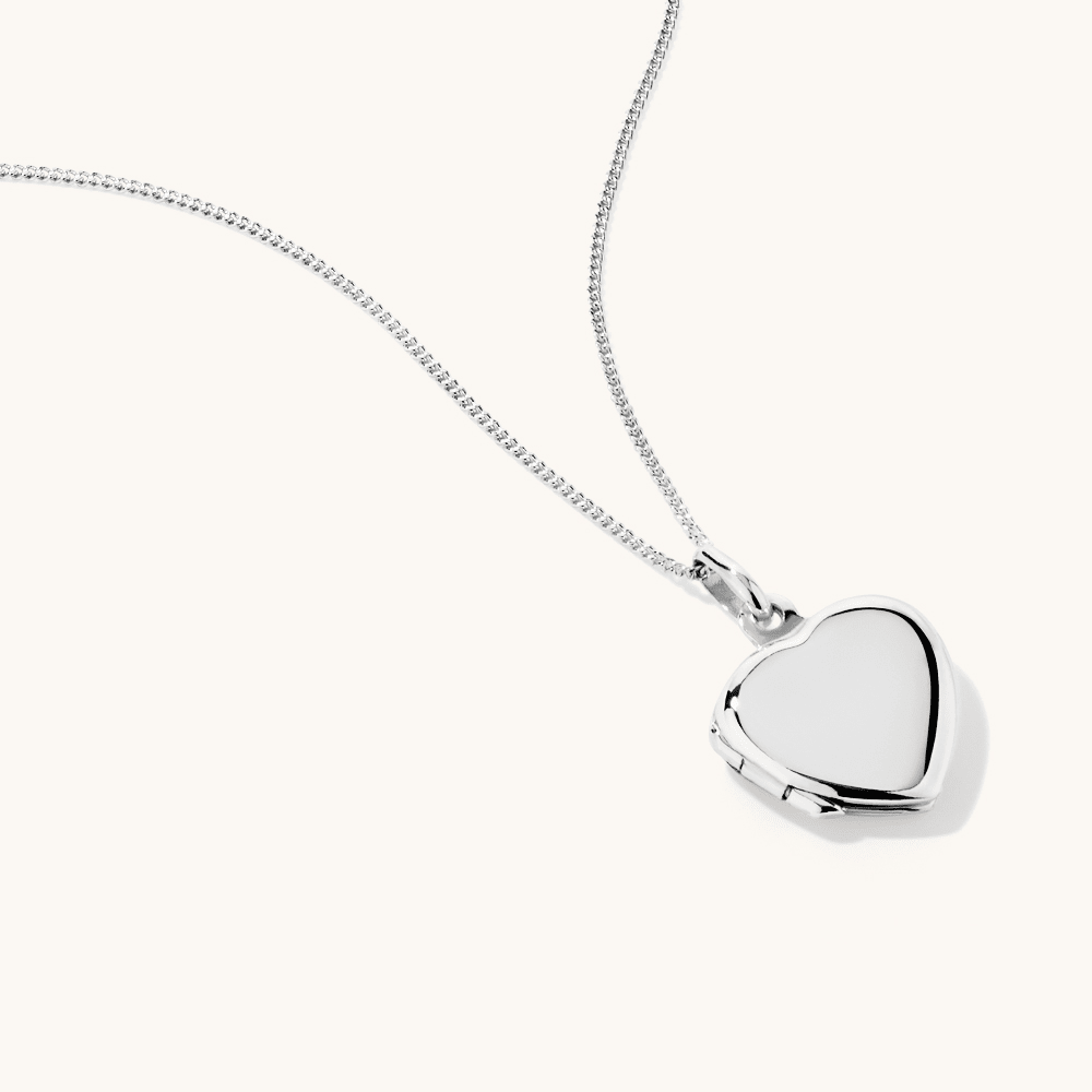 45cm Heart Locket Pendant Necklace in Sterling Silver