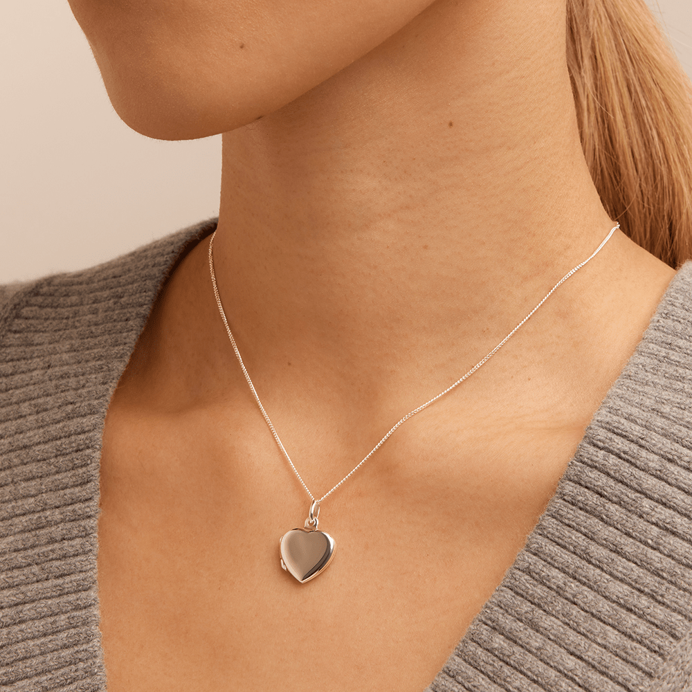 45cm Heart Locket Pendant Necklace in Sterling Silver