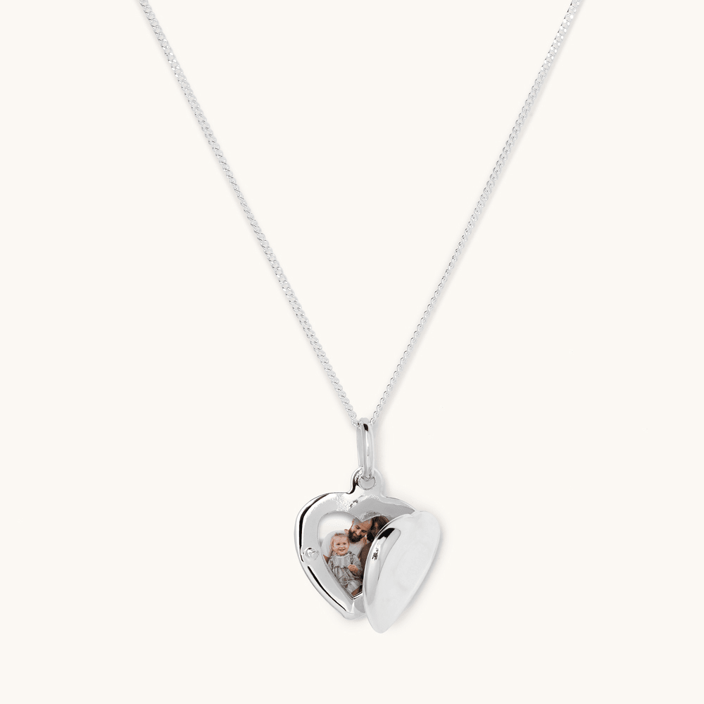 45cm Heart Locket Pendant Necklace in Sterling Silver