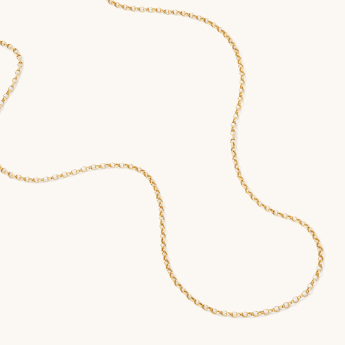 55cm 2mm Width Hollow Belcher Chain in 9kt Yellow Gold