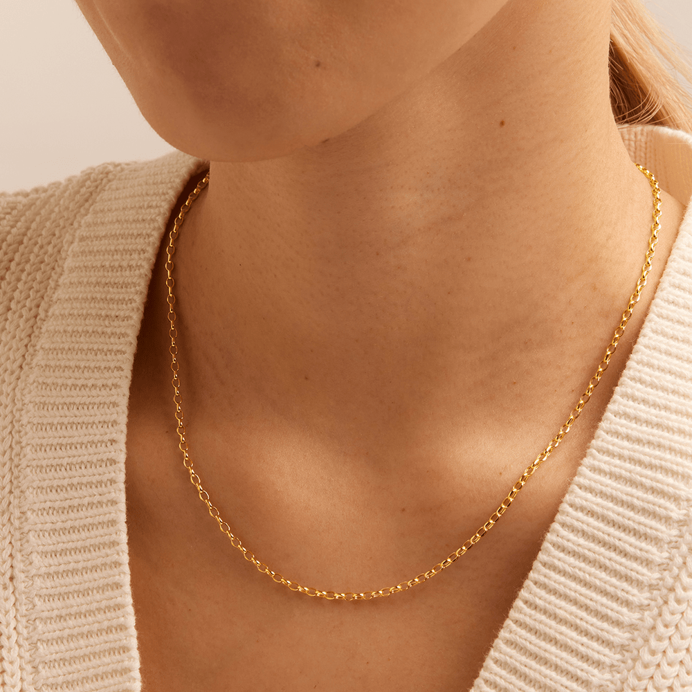 45cm Hollow Oval Belcher Chain in 9kt Yellow Gold
