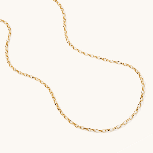55cm Fine Hollow Oval Belcher Chain in 9kt Yellow Gold