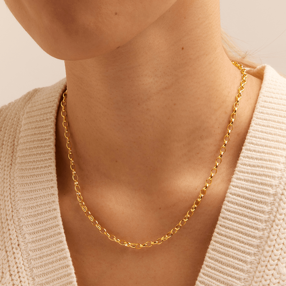 45cm Hollow Paperclip Chain in 9ct Yellow Gold