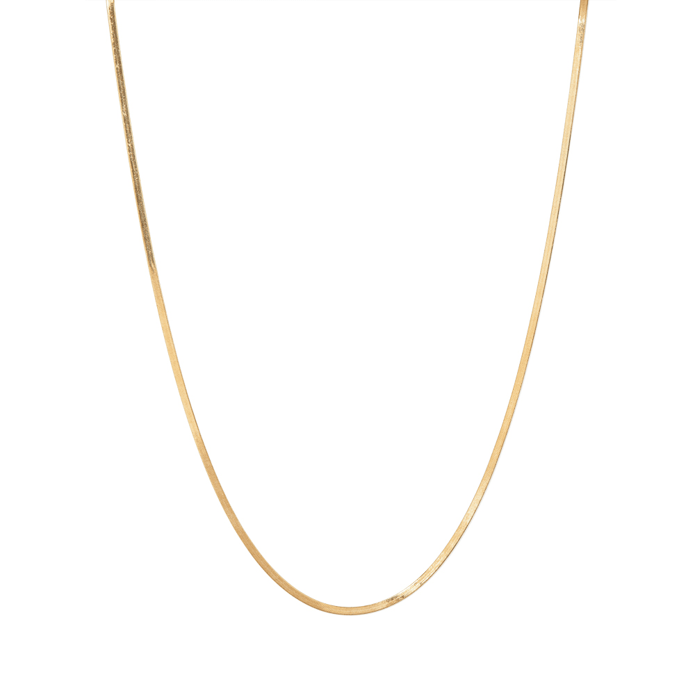 45cm 3mm Width Herringbone Chain Necklace in 9kt Yellow Gold