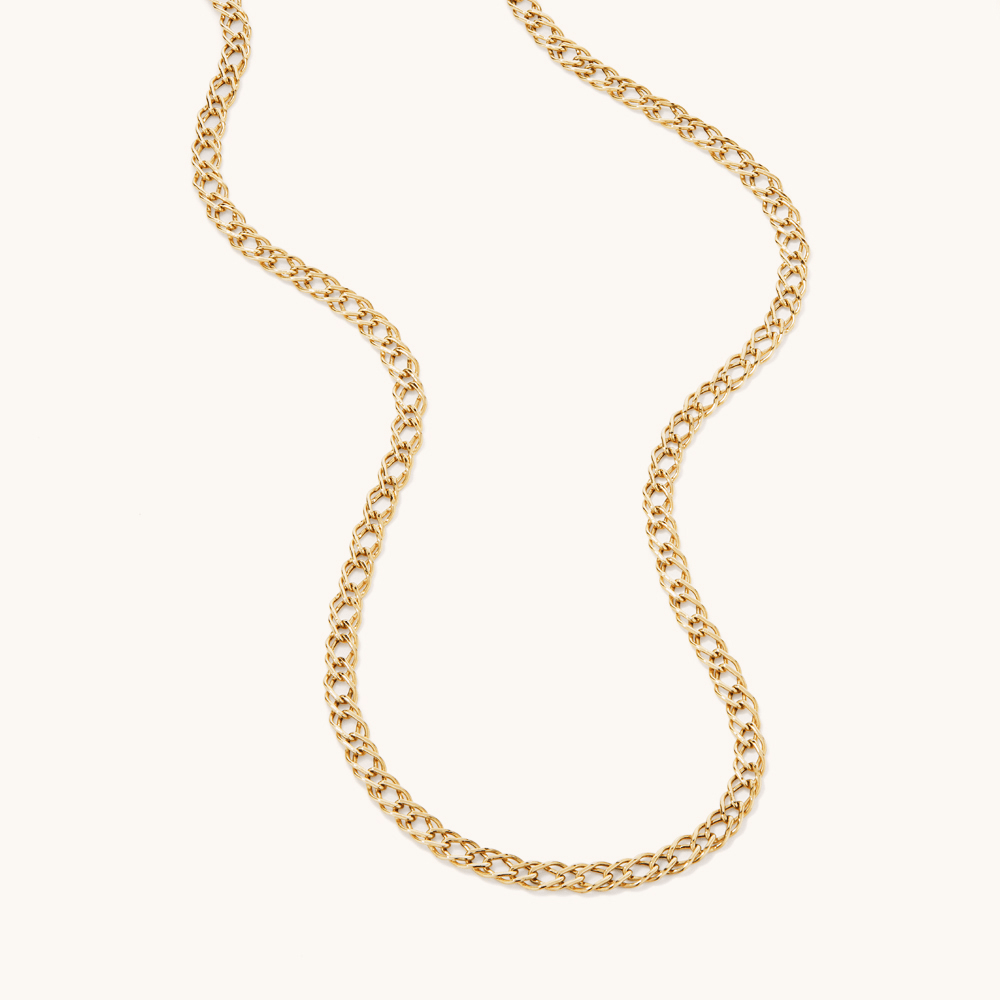 45cm Open Double Curb Chain Necklace in 9kt Yellow Gold