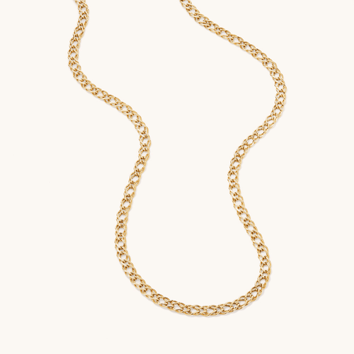 45cm Open Double Curb Chain Necklace in 9kt Yellow Gold