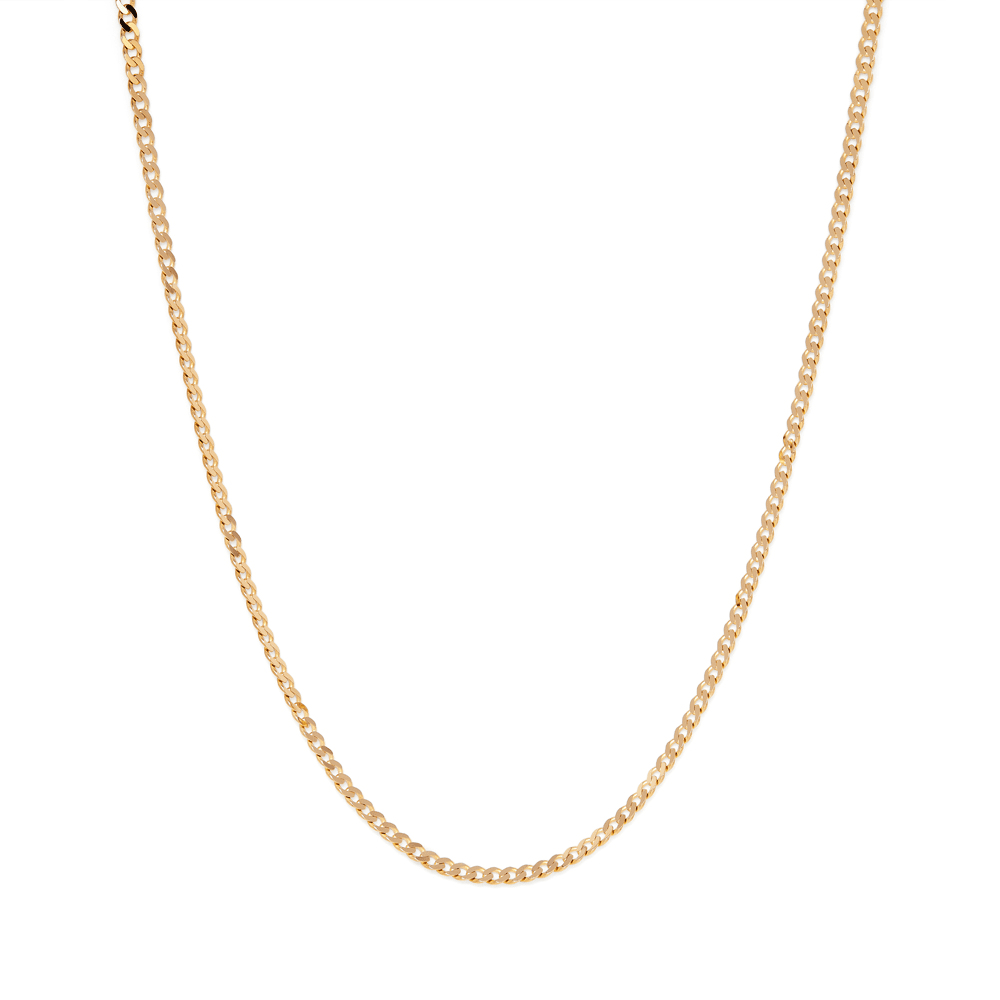 55cm 4mm Width Flat Curb Chain in 9kt Yellow Gold
