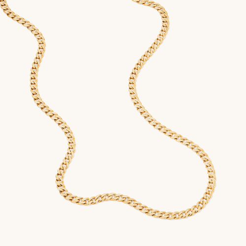 55cm 4mm Width Flat Curb Chain in 9kt Yellow Gold