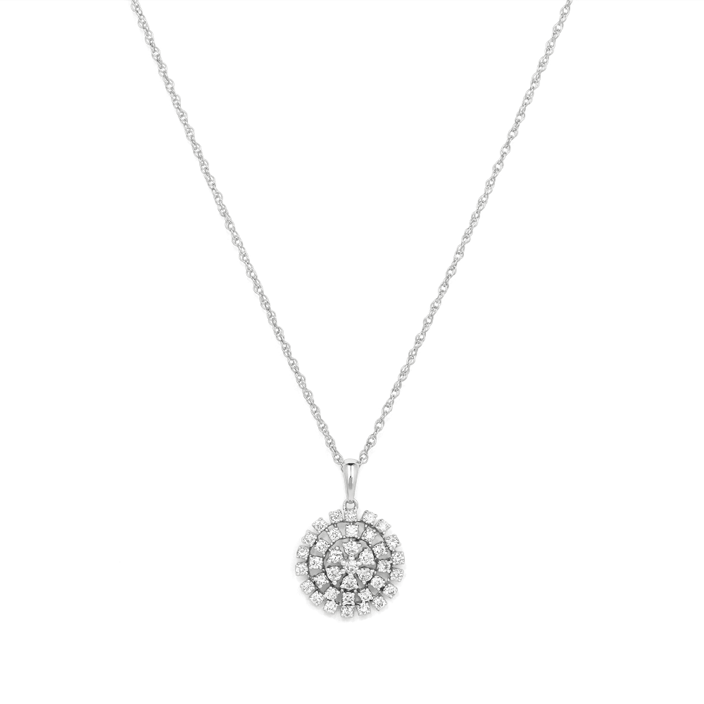 45cm Round Pendant Necklace with 0.50tw of Laboratory-Grown Diamonds in Sterling Silver and Platinum