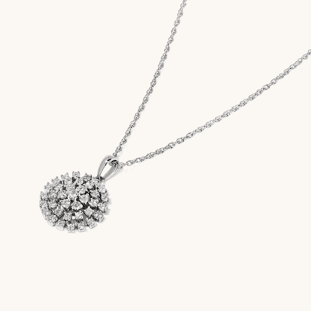45cm Round Pendant Necklace with 0.50tw of Laboratory-Grown Diamonds in Sterling Silver and Platinum