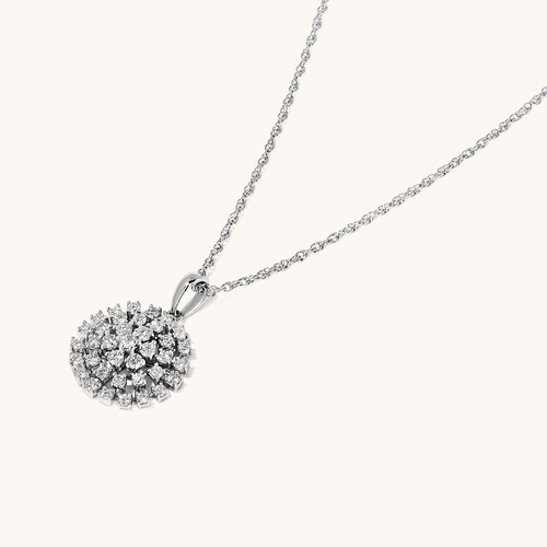 45cm Round Pendant Necklace with 0.50tw of Laboratory-Grown Diamonds in Sterling Silver and Platinum