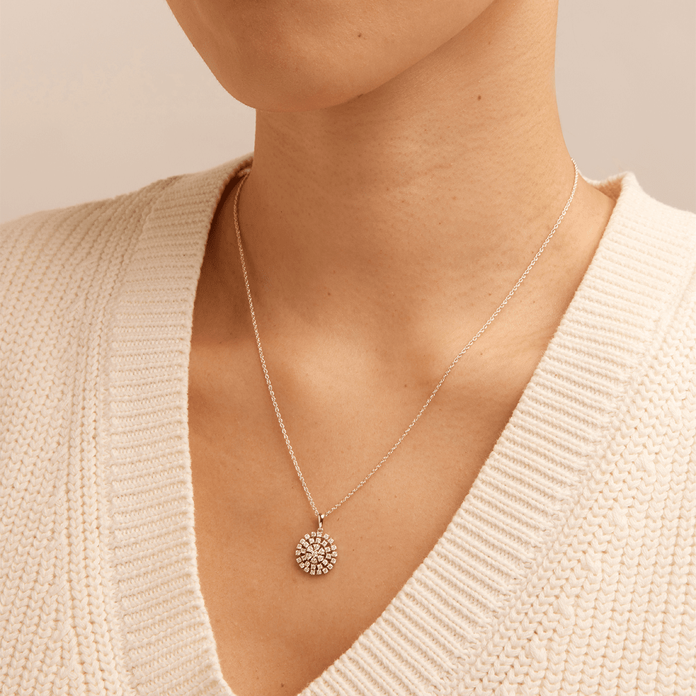 45cm Round Pendant Necklace with 0.50tw of Laboratory-Grown Diamonds in Sterling Silver and Platinum