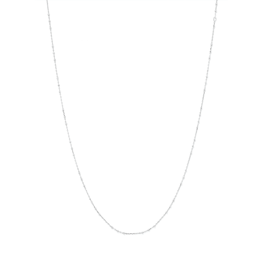 50cm Station Ball Paperclip Chain Necklace in Sterling Silver