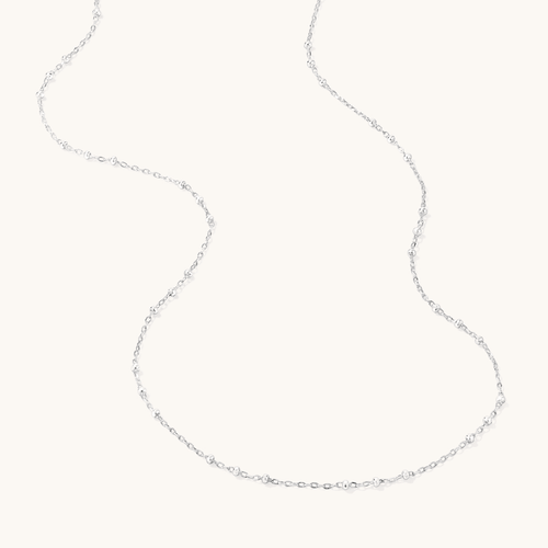 50cm Station Ball Paperclip Chain Necklace in Sterling Silver