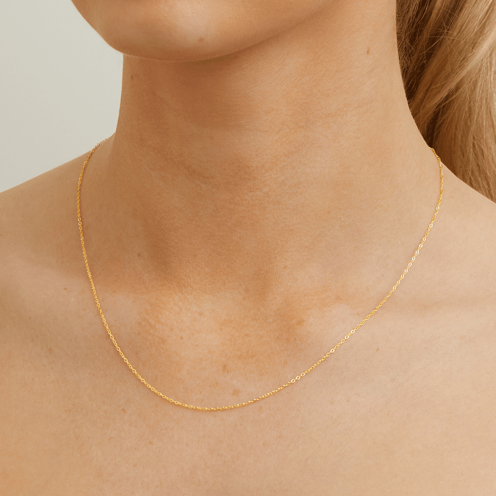 45cm Diamond Cut Cable Chain in 9kt Yellow Gold