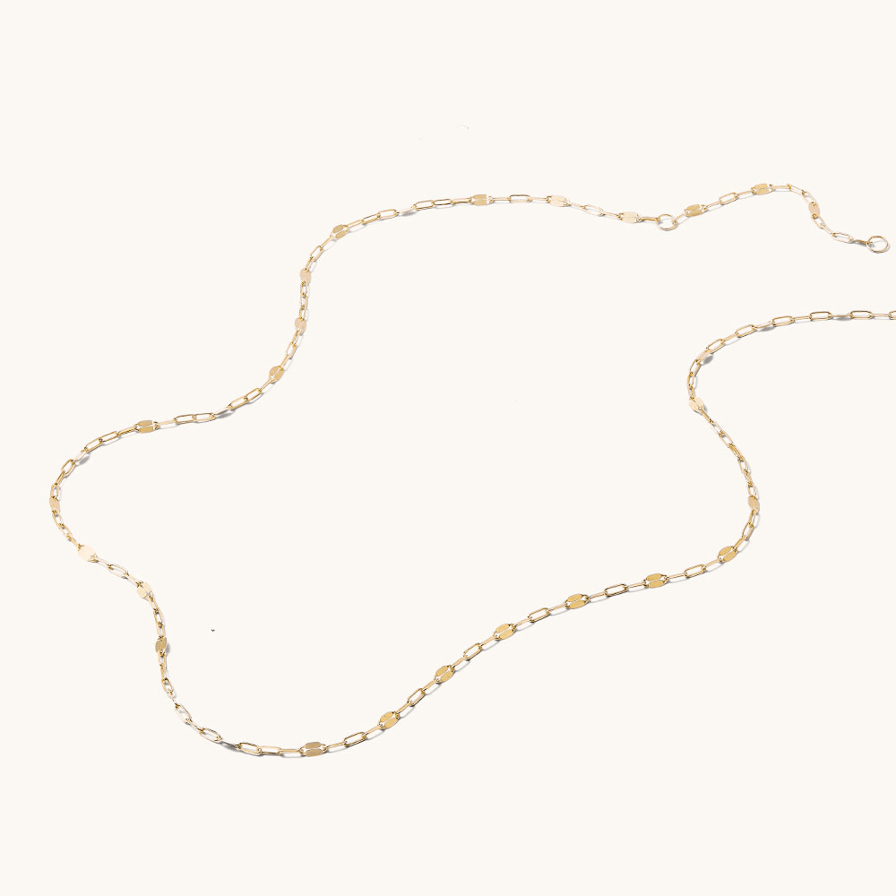 45cm Faceted Paperclip Chain in 9kt Yellow Gold