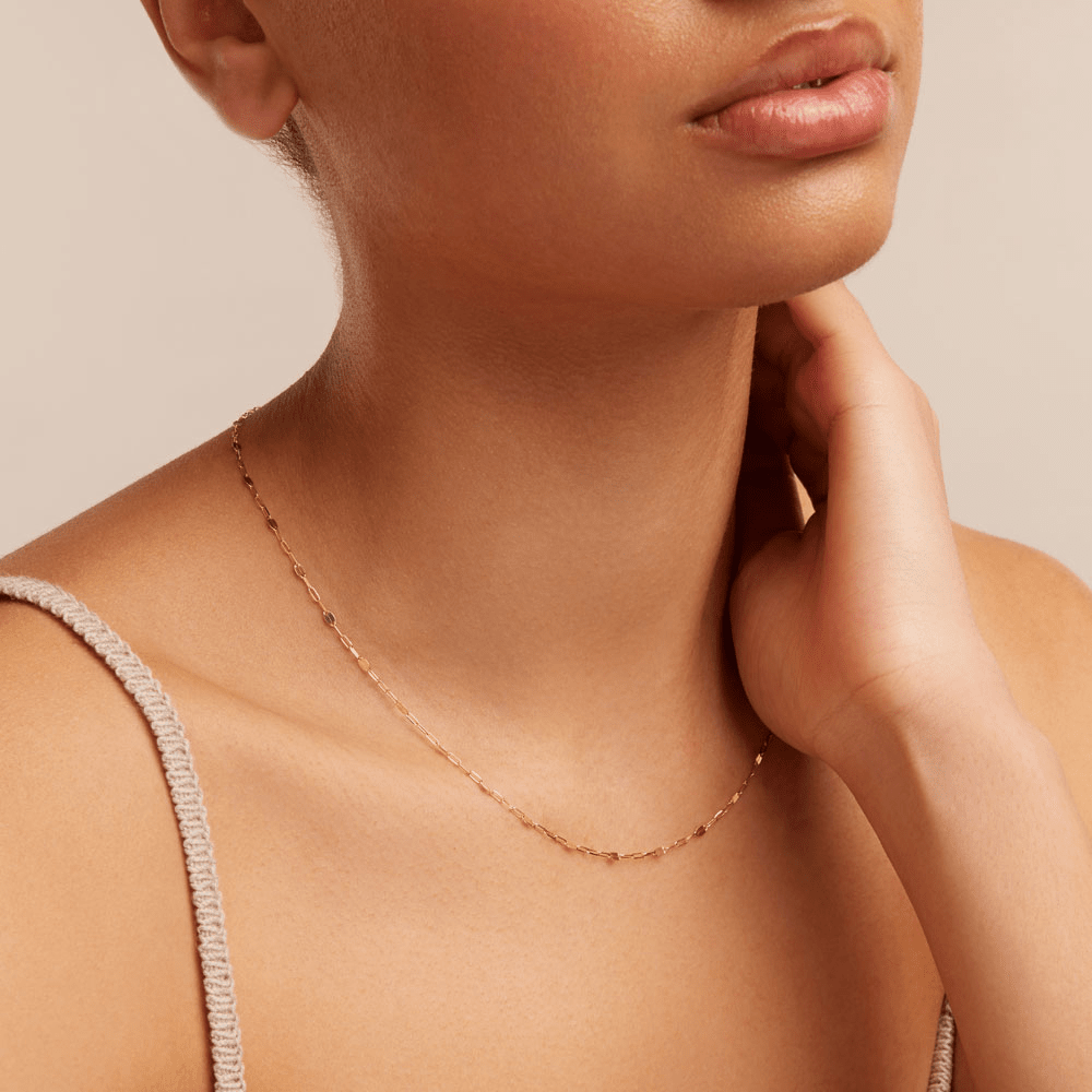 45cm Faceted Paperclip Chain in 9kt Yellow Gold