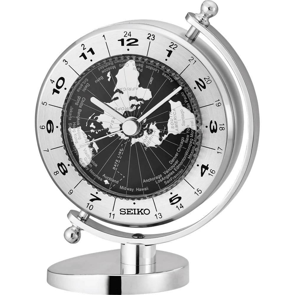 Seiko Clock World Time Globe Quartz Mantel Clock QHG106S