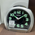 Seiko Clock Black Dial Silver Case Table Clock QHK020S