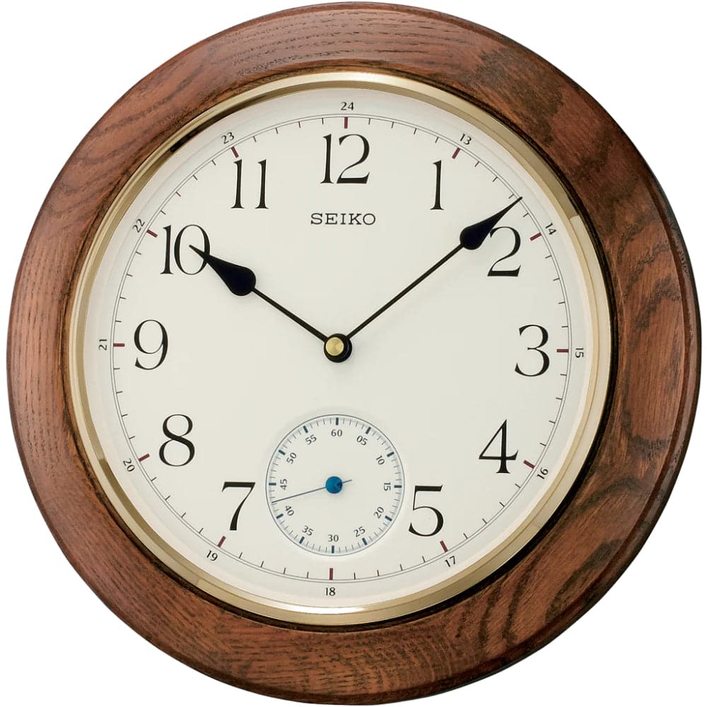 Seiko Oak Wood Round Wall Clock QXA432B