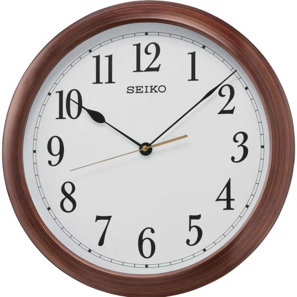 Seiko Clock White Dial Brown Case Round Wall Clock QXA598JL