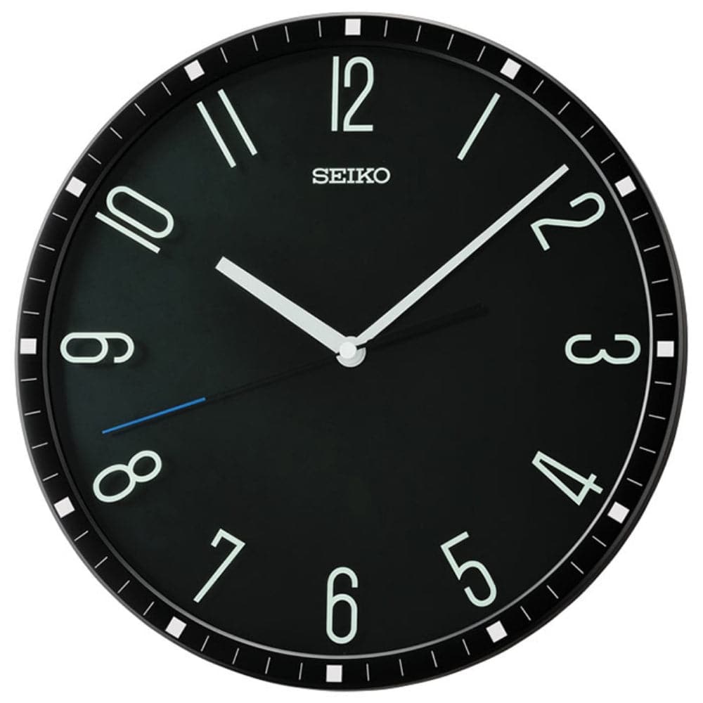 Seiko Black Dial Round Wall Clock QXA818K