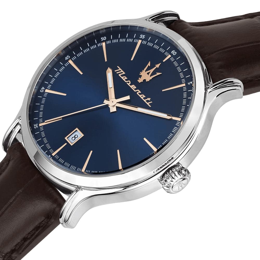 Maserati Blue Dial Brown Leather Strap Men Watch R8851118016