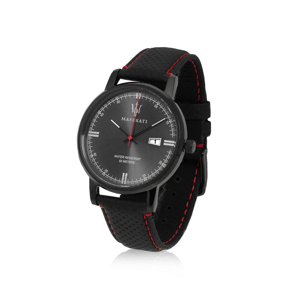 Maserati Eleganza Black Leather Strap Men Watch R8851130001