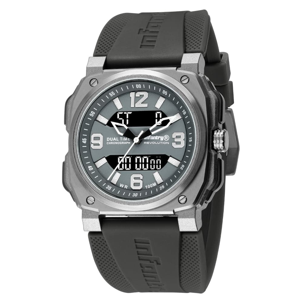 Infantry Revolution Series The Dual Timer (Grey) Silicone Strap Men Watch REVO-AD-01-V2
