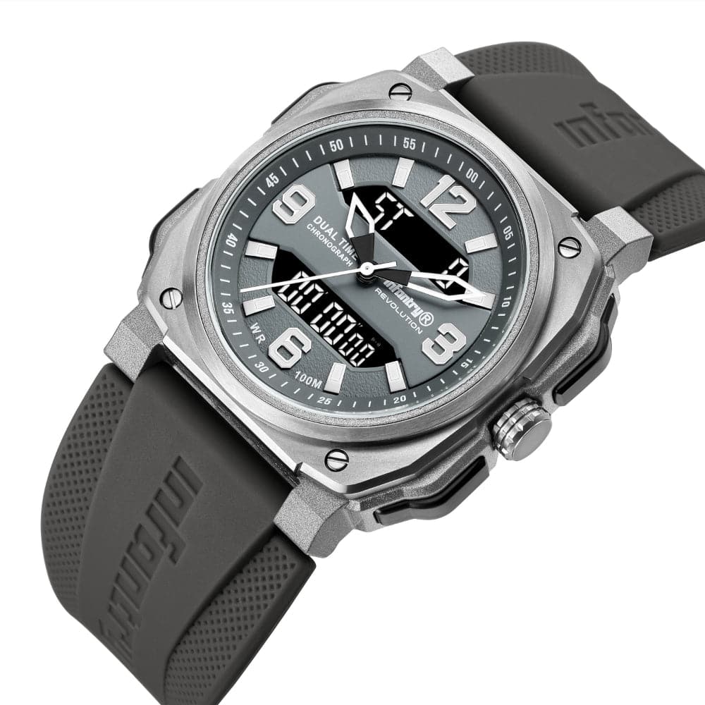 Infantry Revolution Series The Dual Timer (Grey) Silicone Strap Men Watch REVO-AD-01-V2