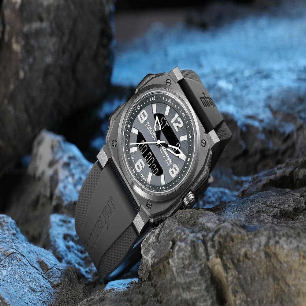 Infantry Revolution Series The Dual Timer (Grey) Silicone Strap Men Watch REVO-AD-01-V2