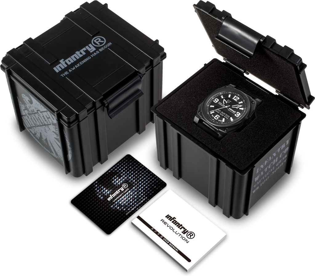 Infantry Revolution Series The Dual Timer (Black) Silicone Strap Men Watch REVO-AD-42BLACK