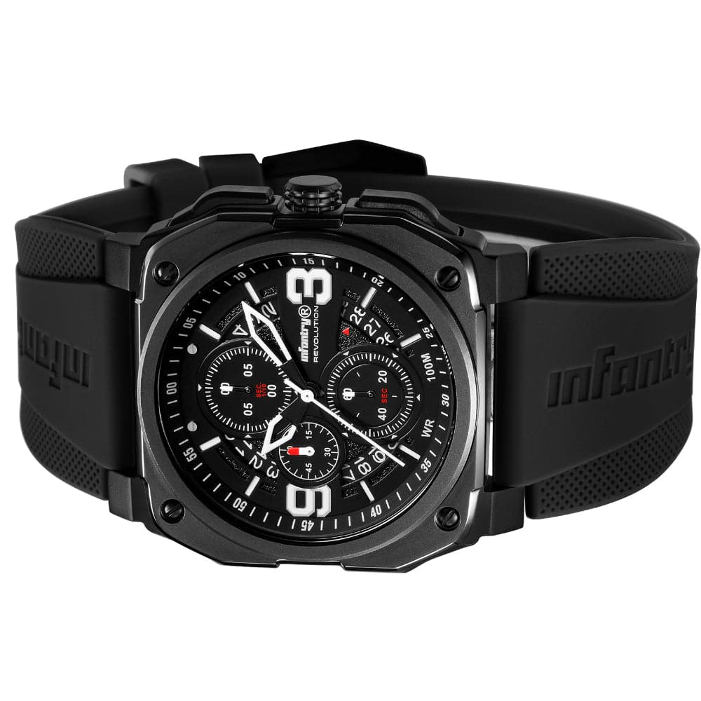 Infantry Revolution Series The Chrono Black Silicone Strap Men Watch REVO-CHR-01-V3