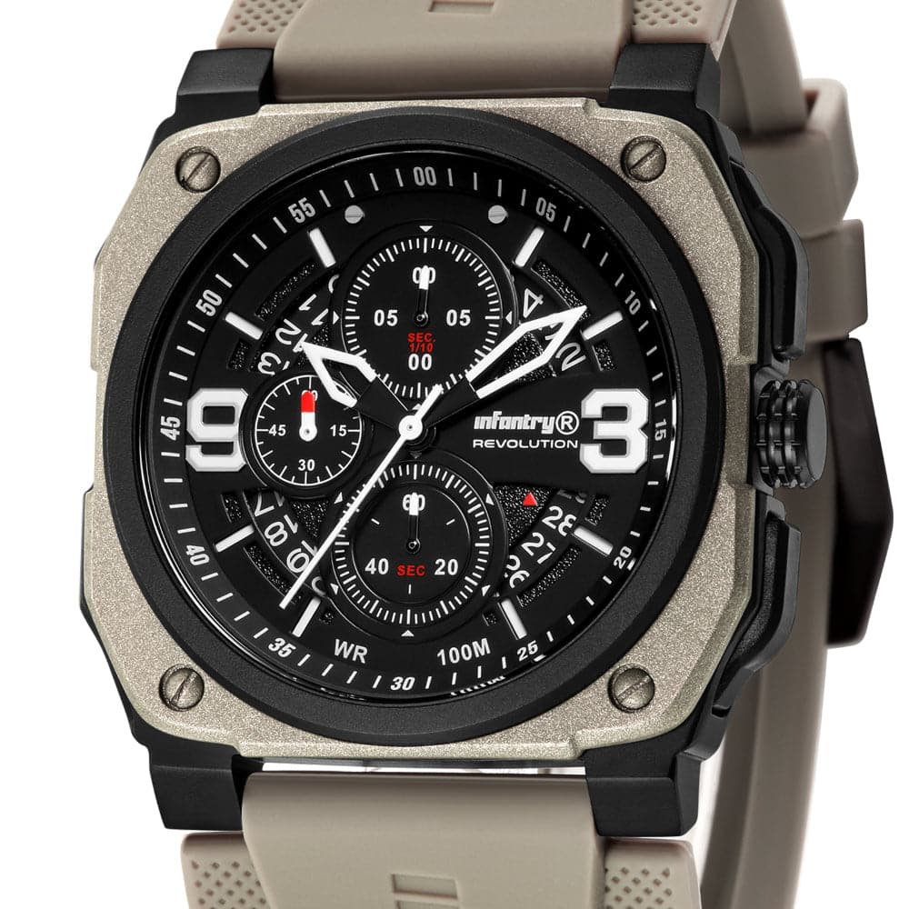 Infantry Revolution Series The Chrono Mater Dessert Silicone Strap Men Watch REVO-CHR-03-V3