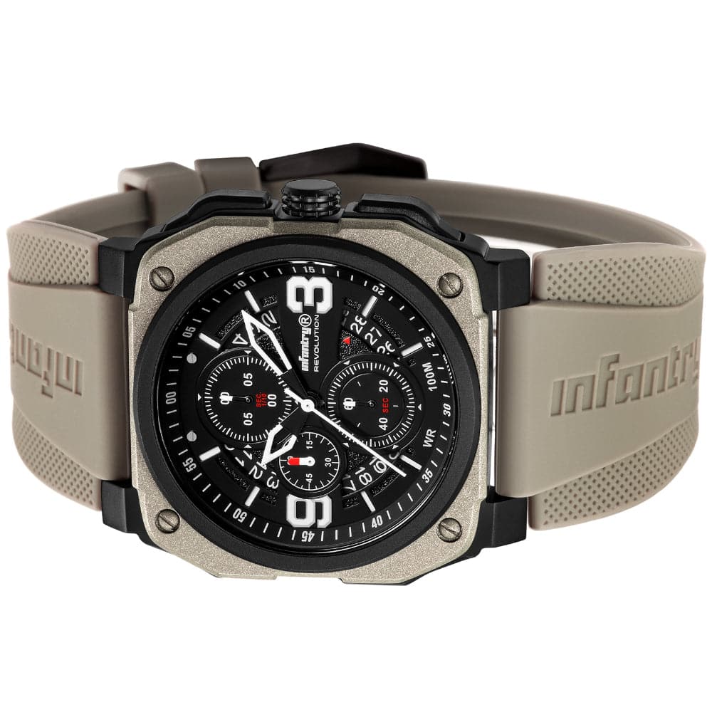 Infantry Revolution Series The Chrono Mater Dessert Silicone Strap Men Watch REVO-CHR-03-V3