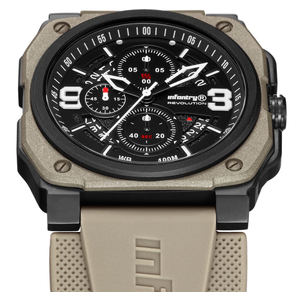 Infantry Revolution Series The Chrono Mater Dessert Silicone Strap Men Watch REVO-CHR-03-V3