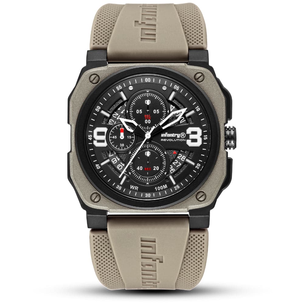 Infantry Revolution Series The Chrono Mater Dessert Silicone Strap Men Watch REVO-CHR-03-V3