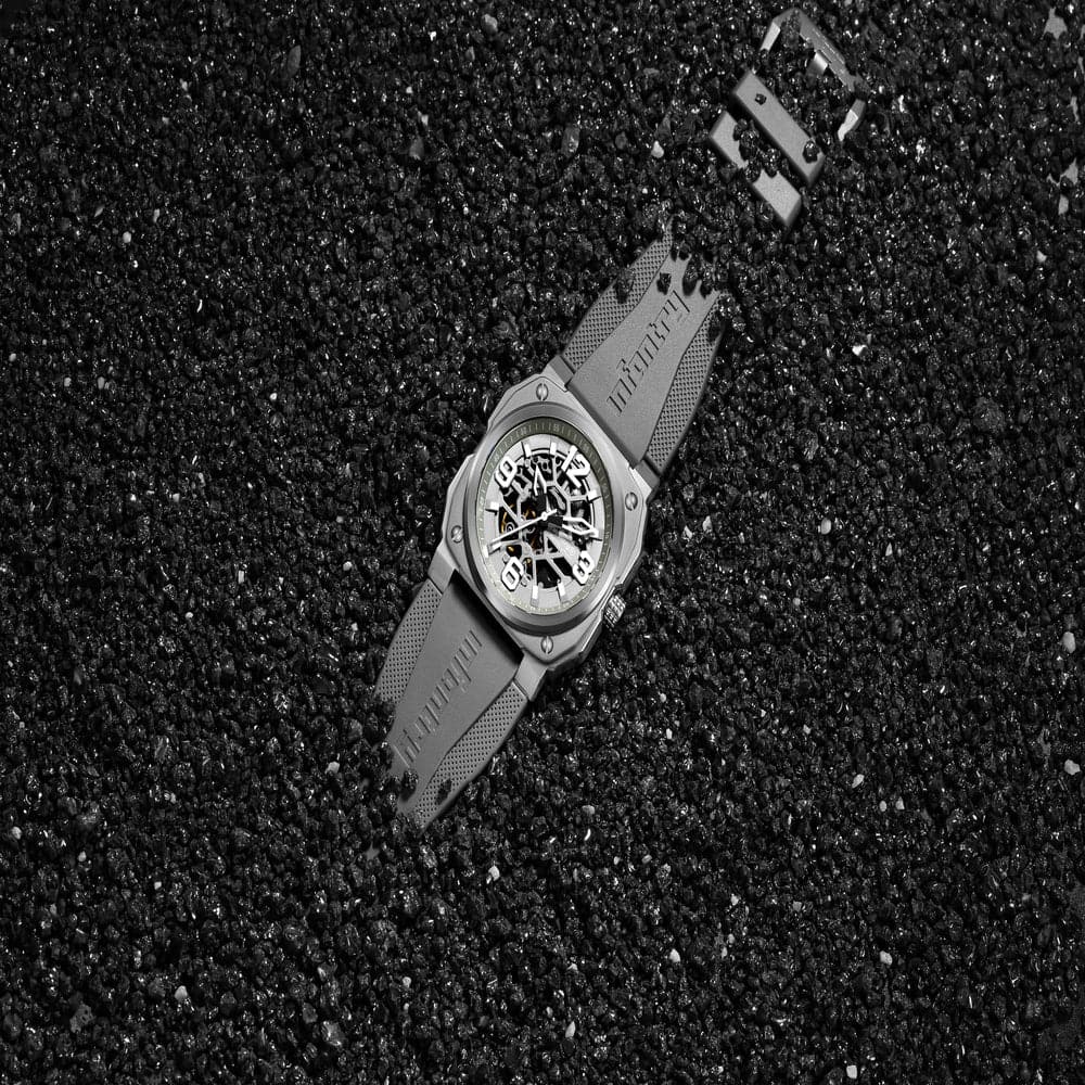Infantry Revolution Series The Skeleton Grey Silicone Strap Men Watch REVO-SKL-04-V2