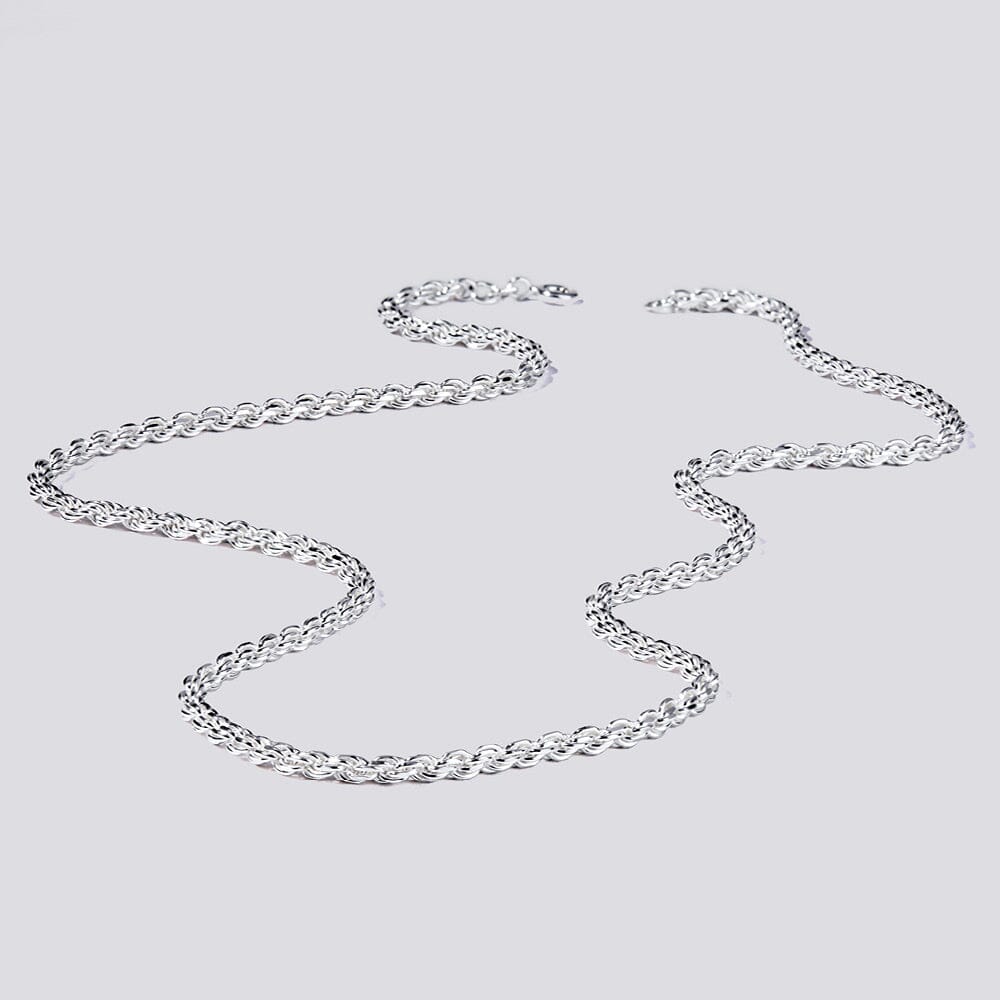 50cm 2mm Width Rope Chain Necklace in Sterling Silver