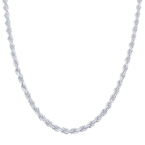 50cm 2mm Width Rope Chain Necklace in Sterling Silver