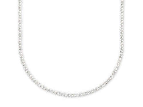 40cm 1mm Width Curb Chain Necklace in Sterling Silver
