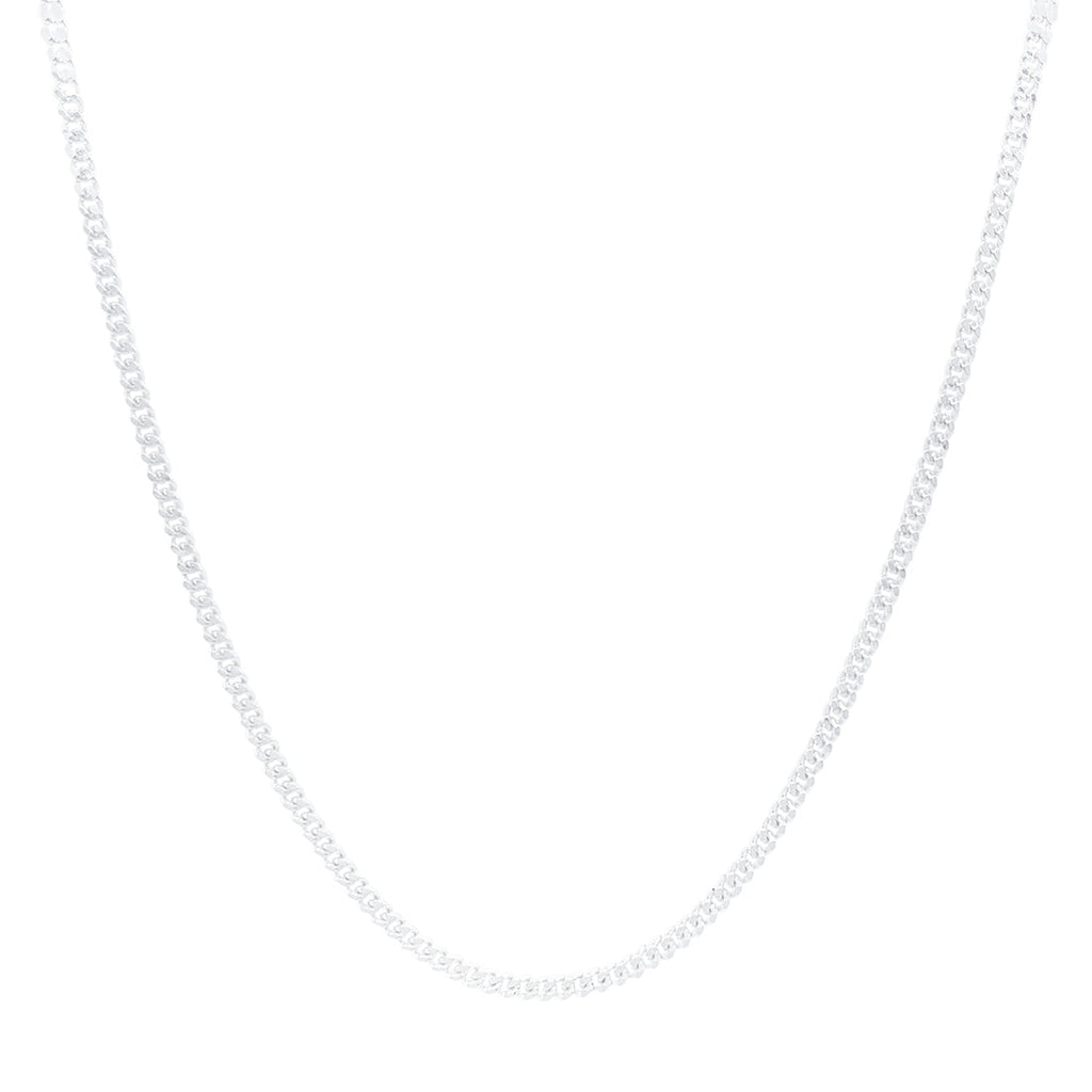 70cm 2mm Width Curb Chain Necklace in Sterling Silver