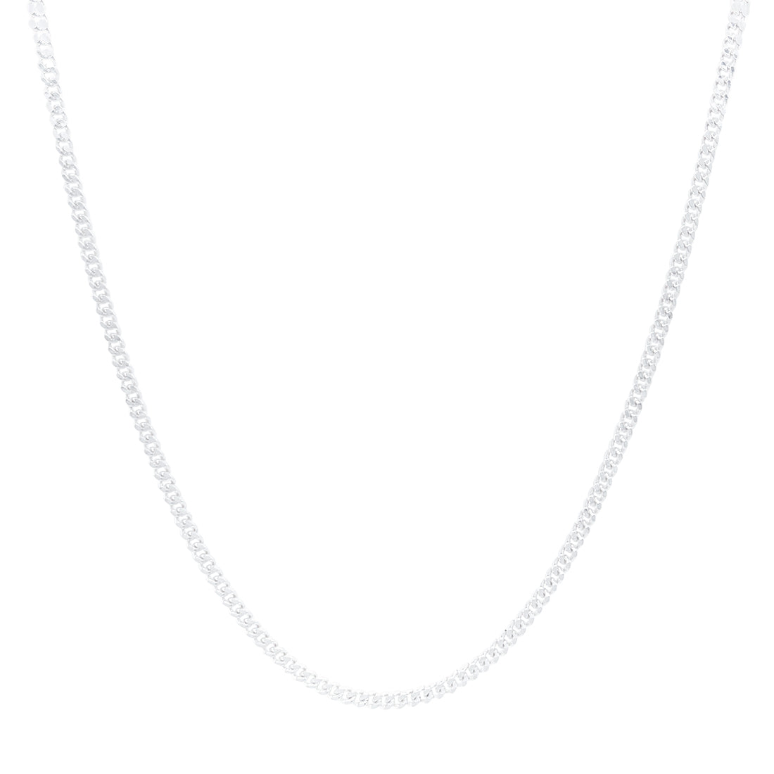 70cm 2mm Width Curb Chain Necklace in Sterling Silver