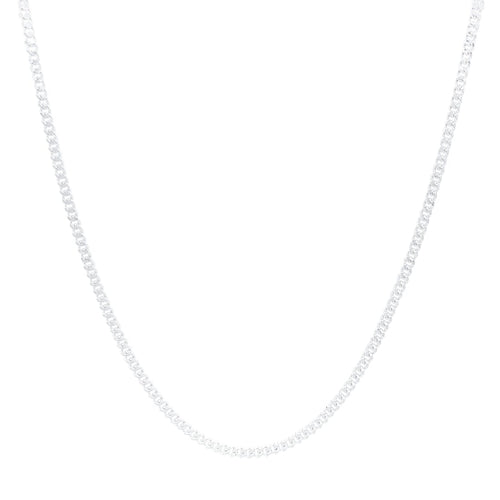 55cm 2mm Width Curb Chain Necklace in Sterling Silver
