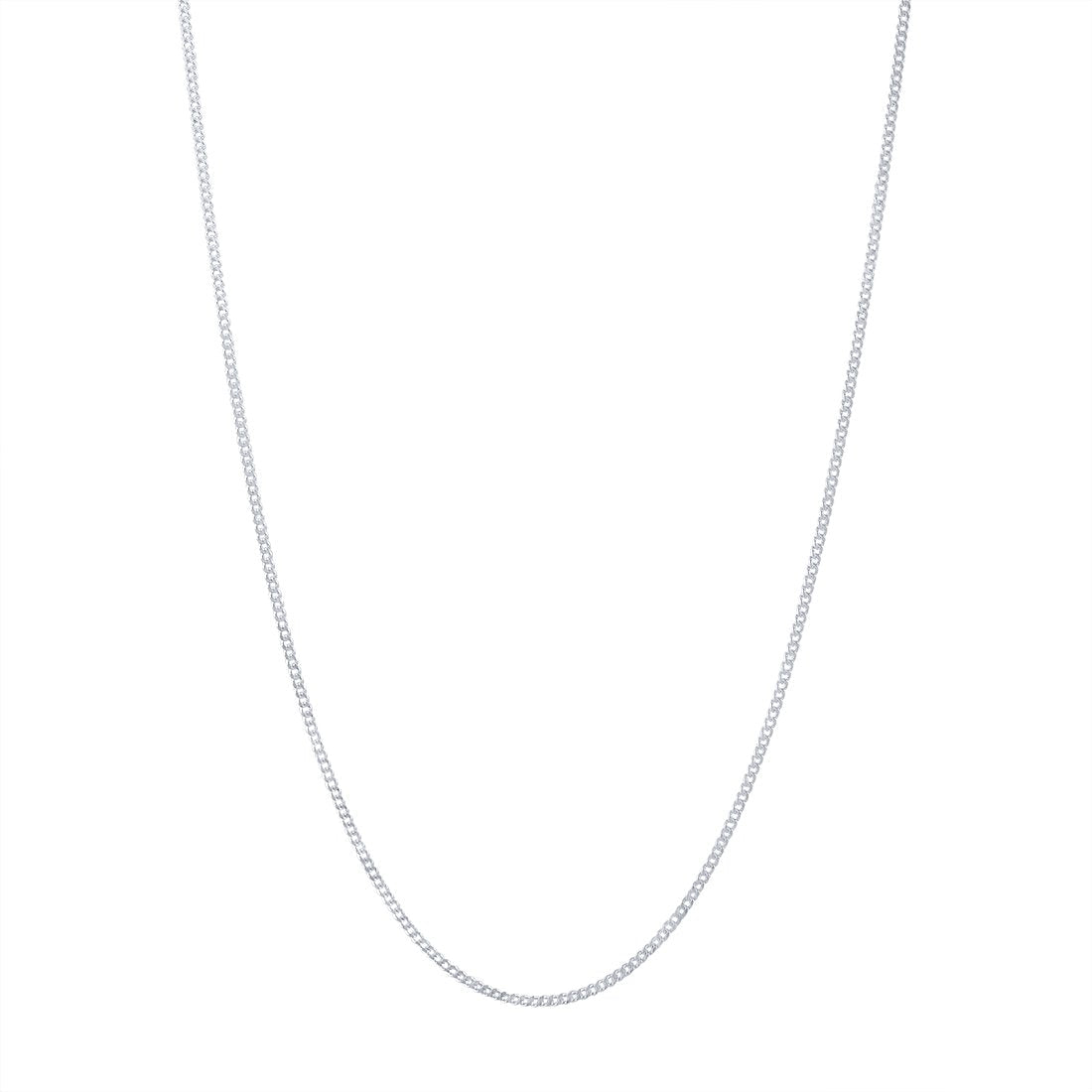 60cm 1mm-1.5mm Width Curb Chain Necklace in Sterling Silver