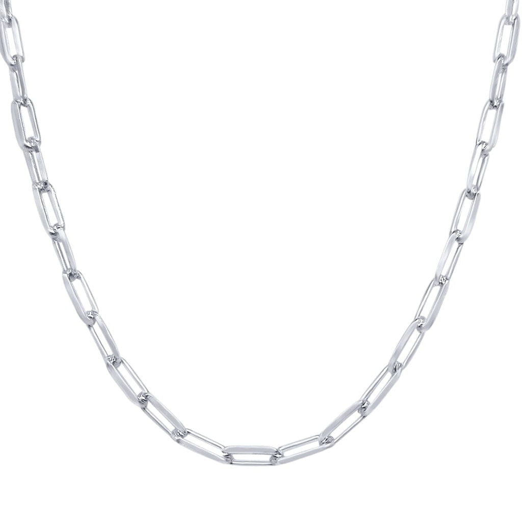 45cm 3.2mm Width Paperclip Chain Necklace in Sterling Silver