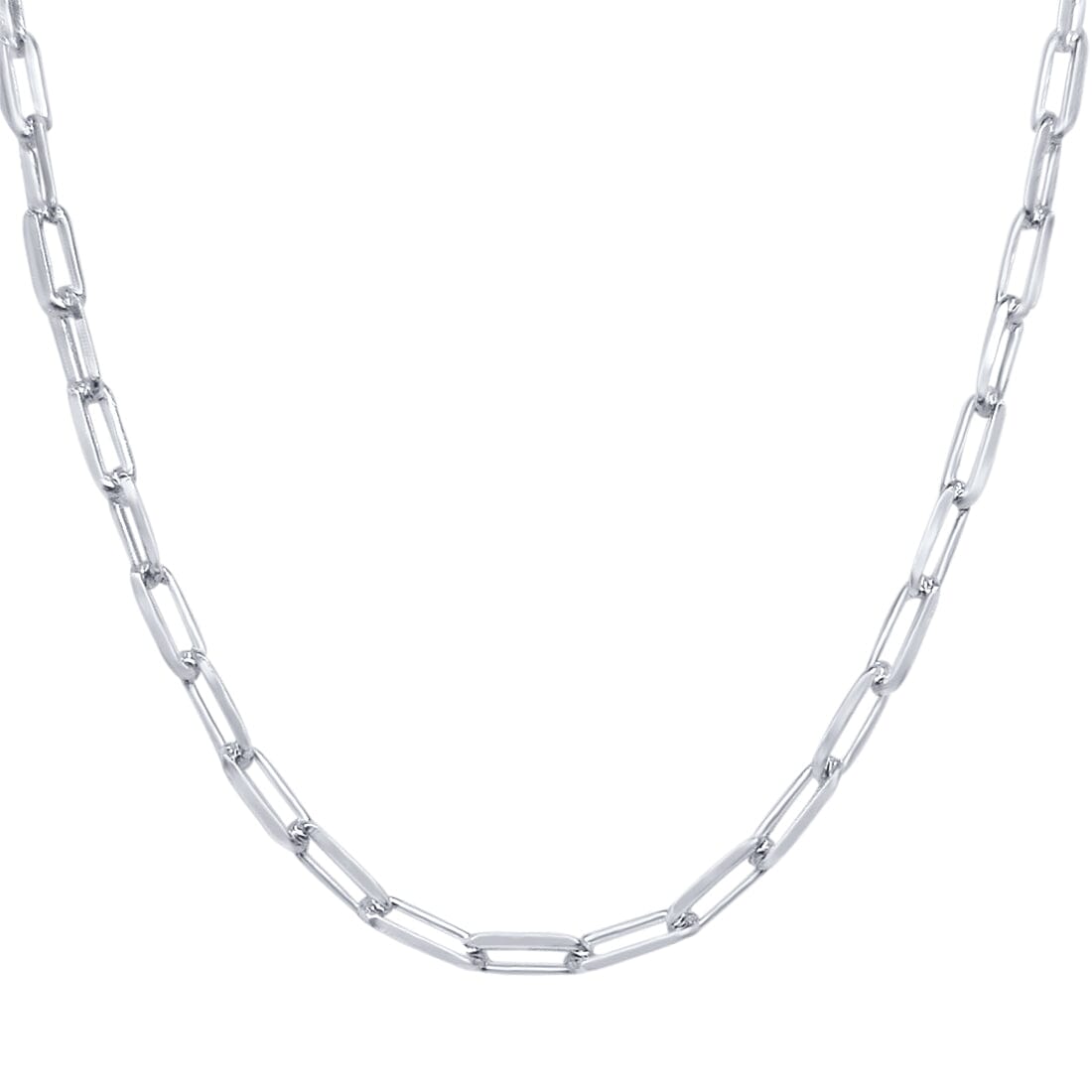 45cm 3.2mm Width Paperclip Chain Necklace in Sterling Silver