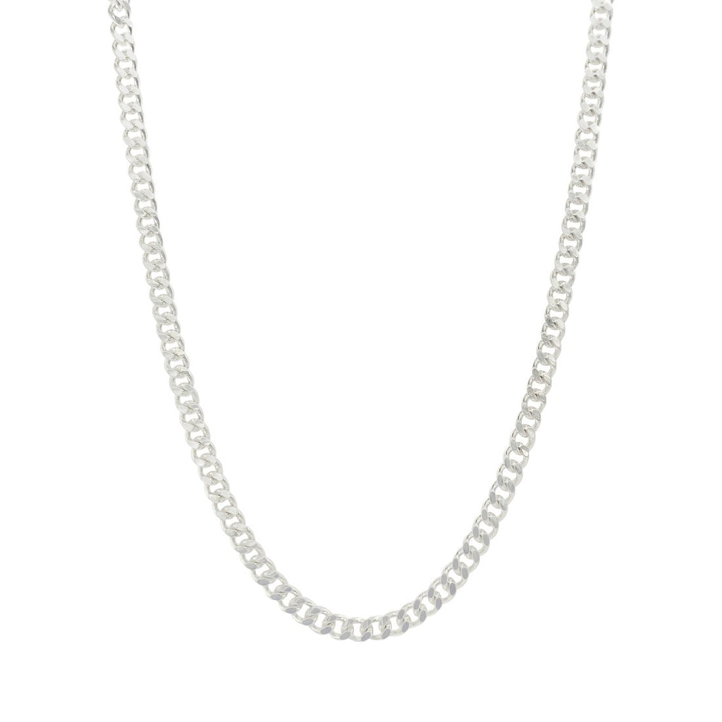 45cm 3mm Width Curb Chain Necklace in Sterling Silver