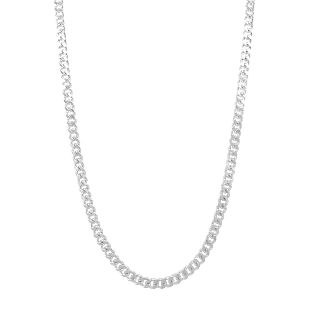 55cm 3mm Width Curb Chain Necklace in Sterling Silver