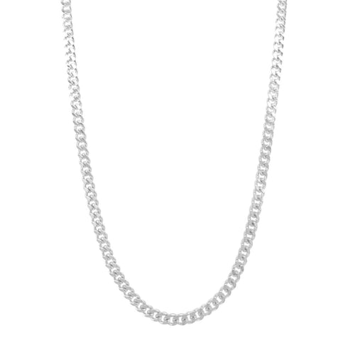 55cm 3mm Width Curb Chain Necklace in Sterling Silver